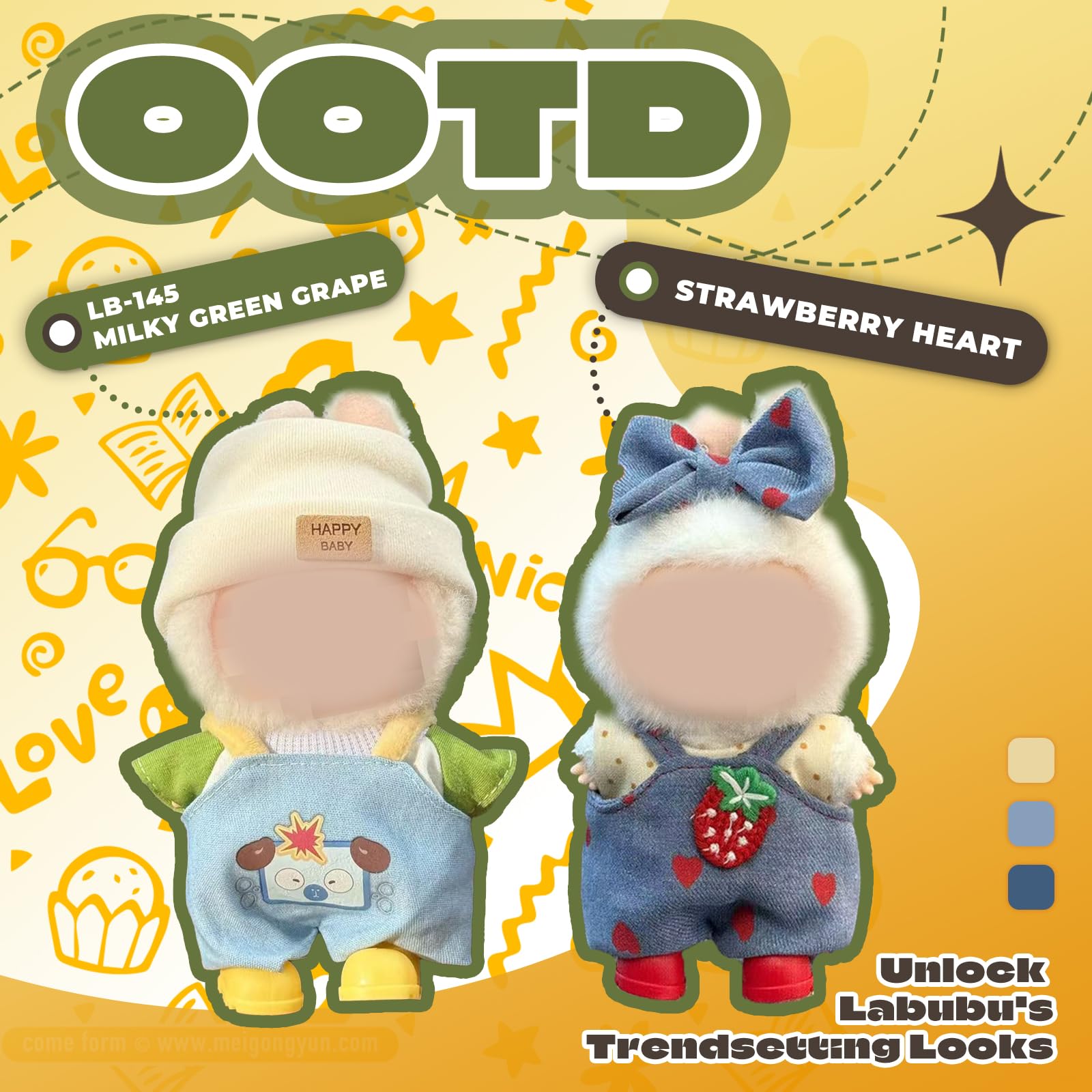 TOPtoper Doll Clothes for Labubu 2 Set Outfits for 17cm LA BU BU - Image 3