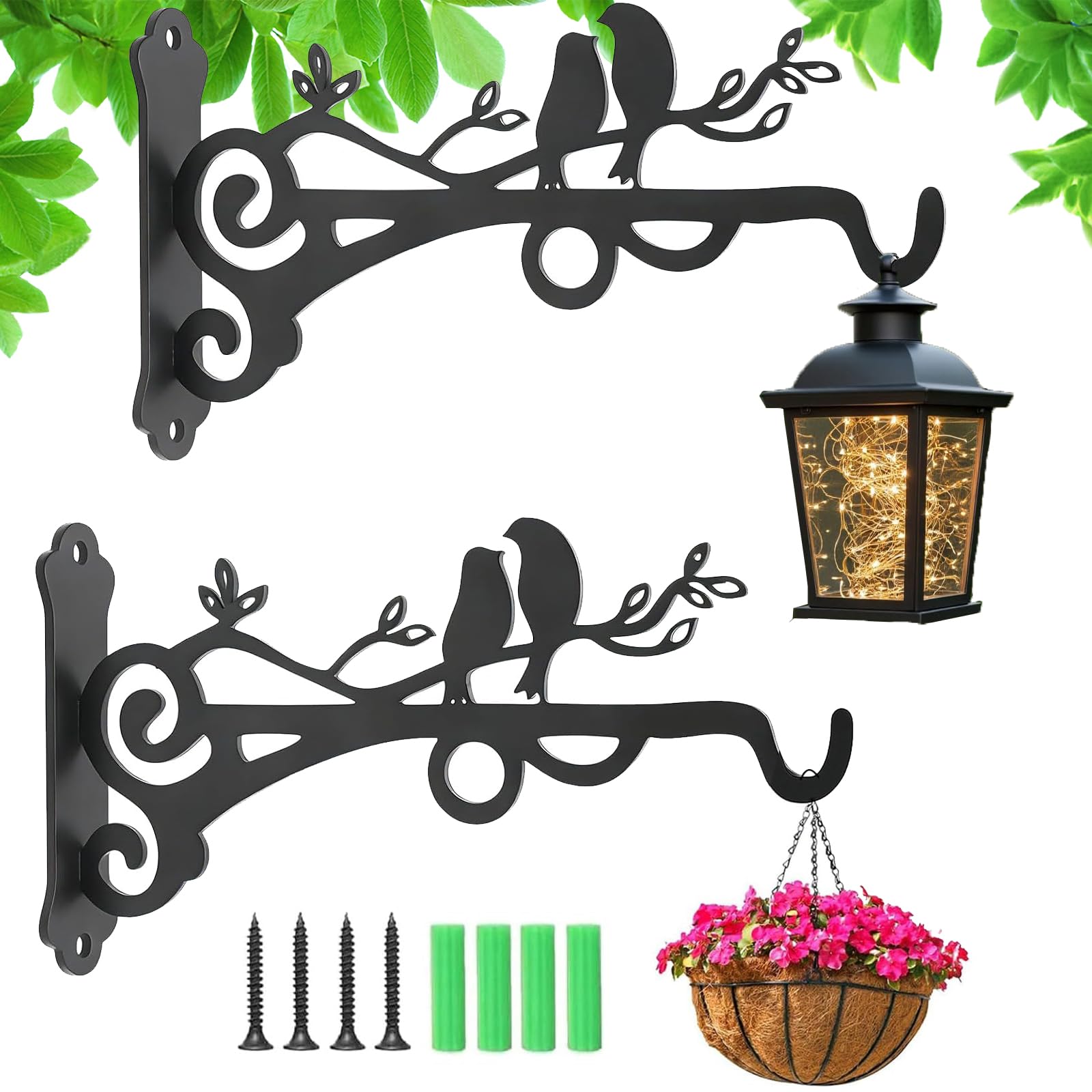 Norhogo 2pcs Heavy Duty Hanging Basket Brackets, 20.3 * 11.7 * 3cm