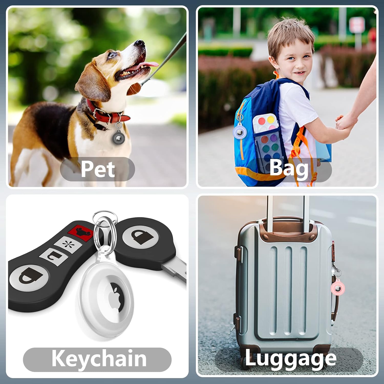 lanteso airtag keychain for apple airtags holder full body shockproofwaterproof dustproofanti scratch airtag case for wallet luggage cat