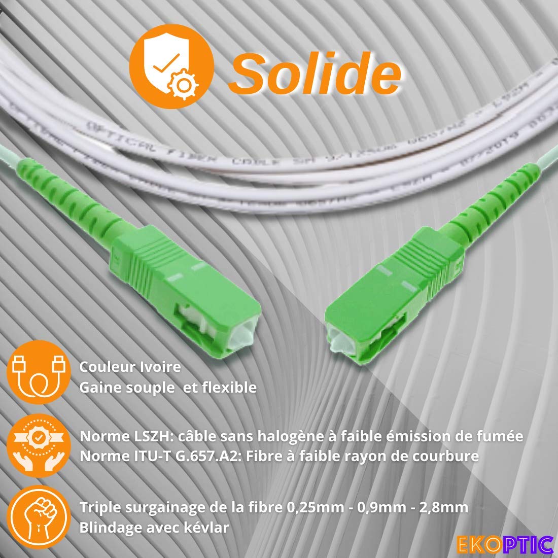 Cavo Fibra Ottica Armato Opteec – SC/APC A SC/APC – 10 Anni Garanzia – Per Orange/SFR/Bouygues