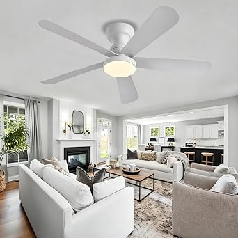 Smart Modern Style Led Ceiling Fans with Lights Reversible Dimmable and Silent Ceiling Fans with Lights and Remote Control Suitable for Bedrooms Living Rooms and Kitchens,White-42