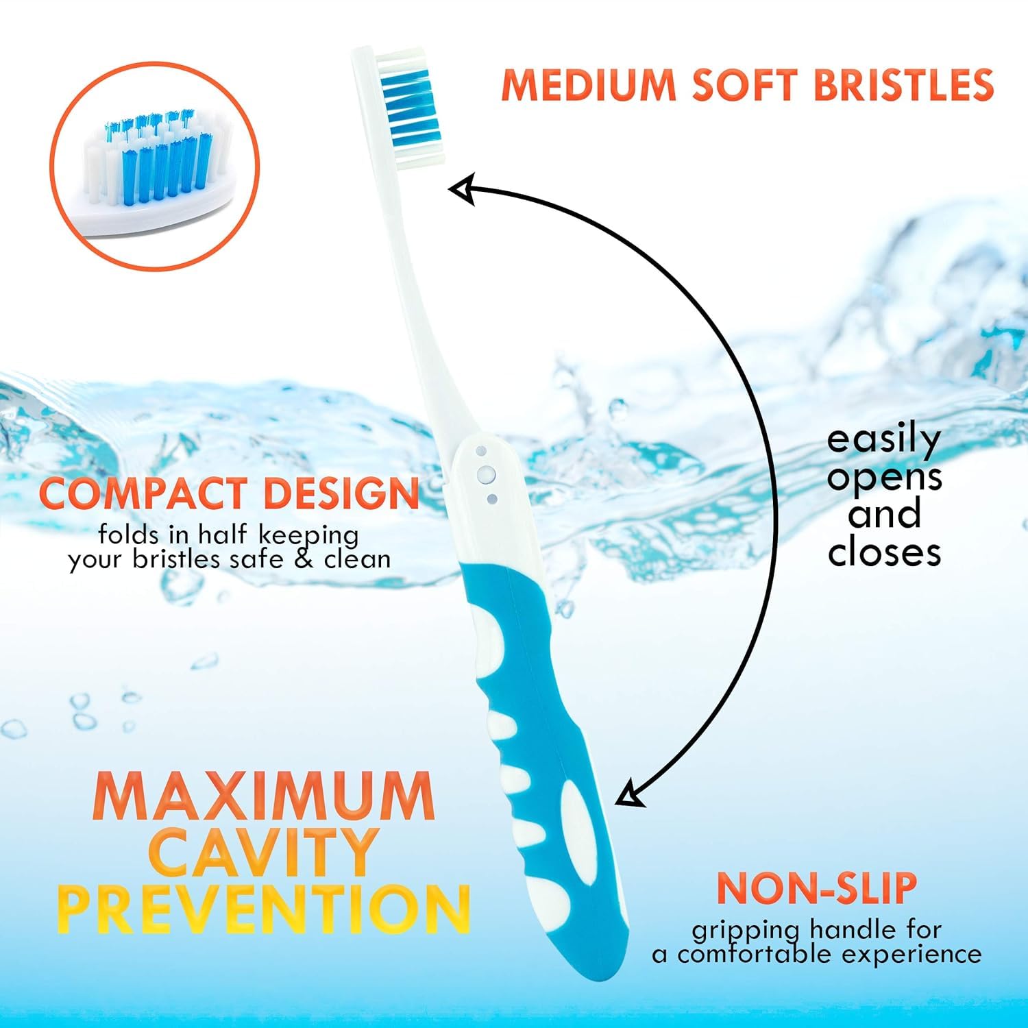 Xeerabdi Foldable Travel Toothbrush–Compact & Lightweight with Hygienic Case–Perfect for Business Trips,Travel Kits and Camping–Soft Bristles,BPA-Free (Pack of 2) 1