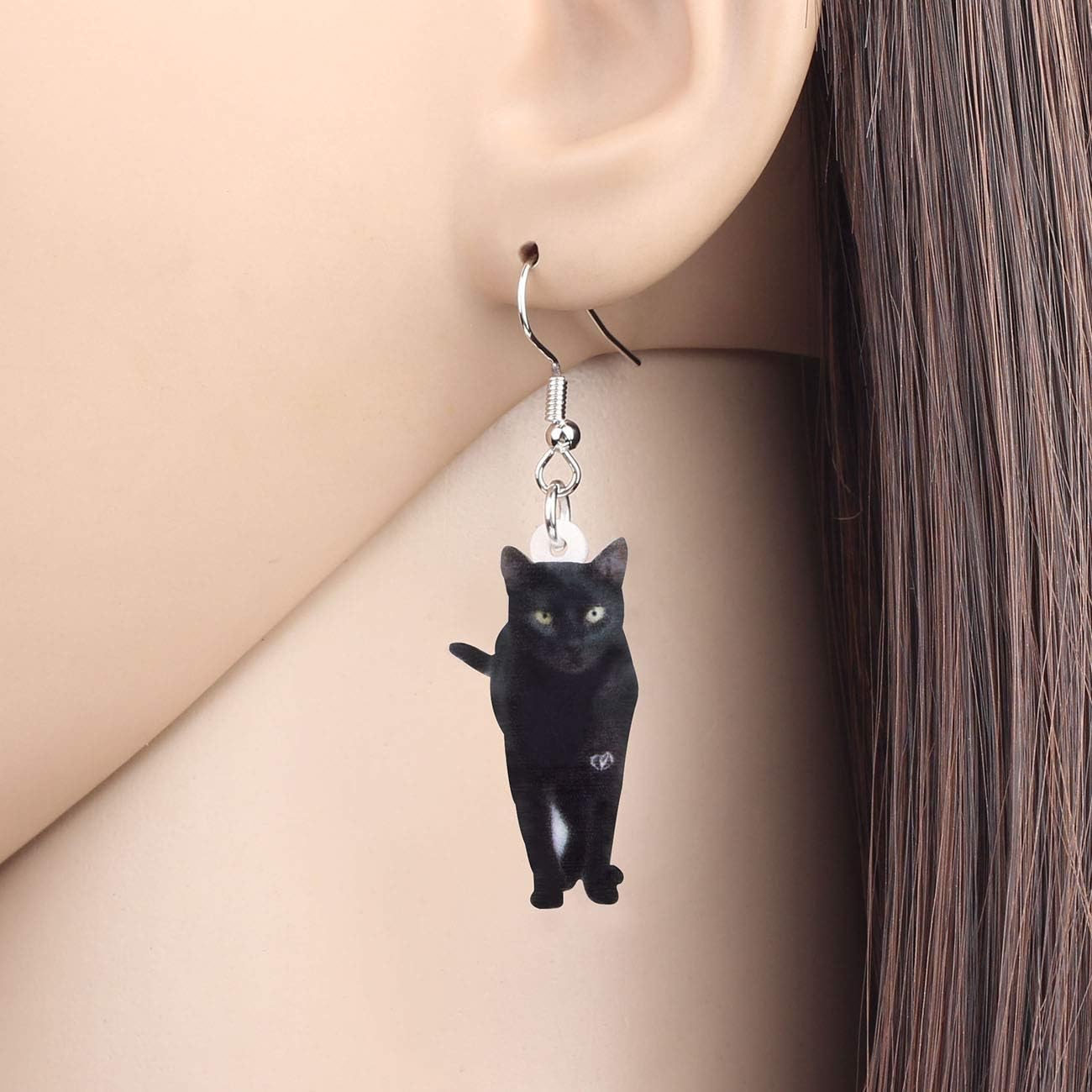 Bonsny Drop Dangle Sweet Black Cats Earrings Gift Pets Pattern Fashion Jewelry For Women - Image 2