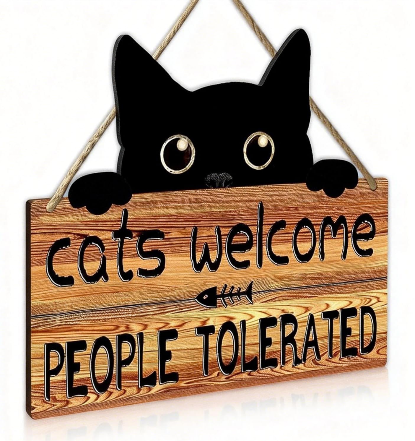 Minwegi Women's Brown Humorous Black Cat Door Hanger - Funny Cat Gifts For & Cat Lovers, Cute Home Decor Sign With Witty Sayings, Perfect Housewarming Gift