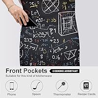 Vista 5 de Mathematics And Physics Cooking Aprons Unisex Kitchen Apron Adjustable Bib Apron with Pockets Waterdrop Resistant Chef Aprons for BBQ Drawing