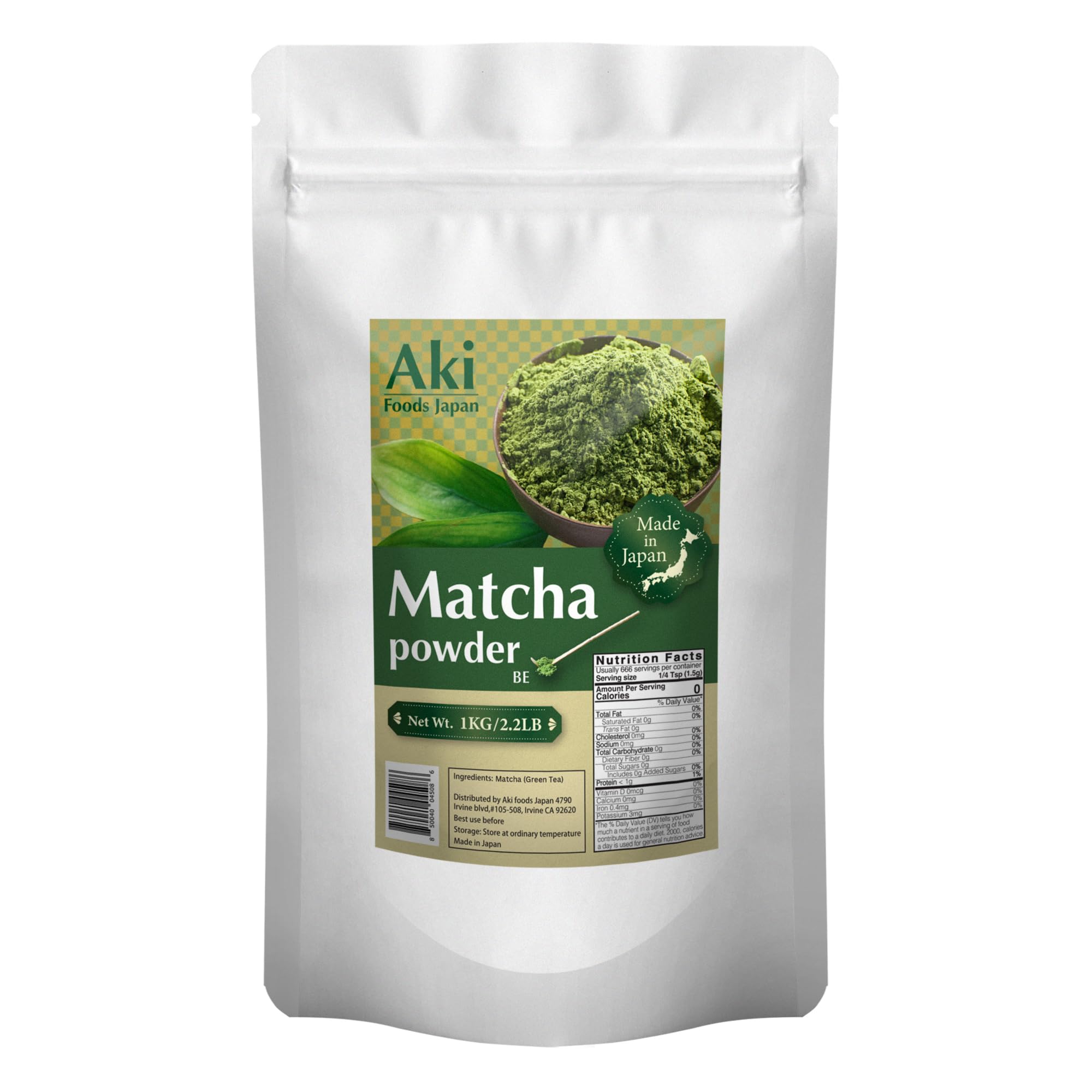 Matcha Powder 2 2LB 1kg by Aki Foods Japan - 100 Japanese Matcha Green Tea Powder Made in