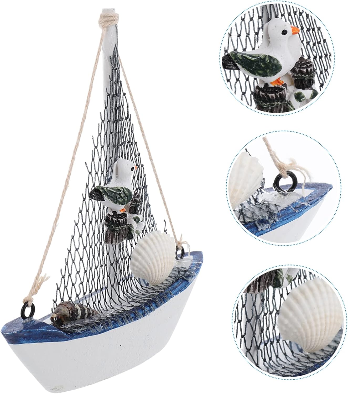 Veemoon Mediterranean Sailboat Figurine Decor Craft with Bright Finish for Office Coastal Theme Home Bedroom Bar Gift