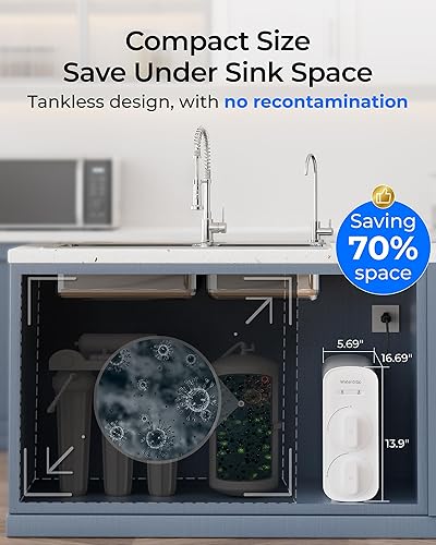 Miniatura 6 de Waterdrop Filtro de agua de ósmosis inversa G5P500, certificado NSFANSI 58 y 372, sistema de ósmosis inversa de 7 etapas, sistema de filtración de