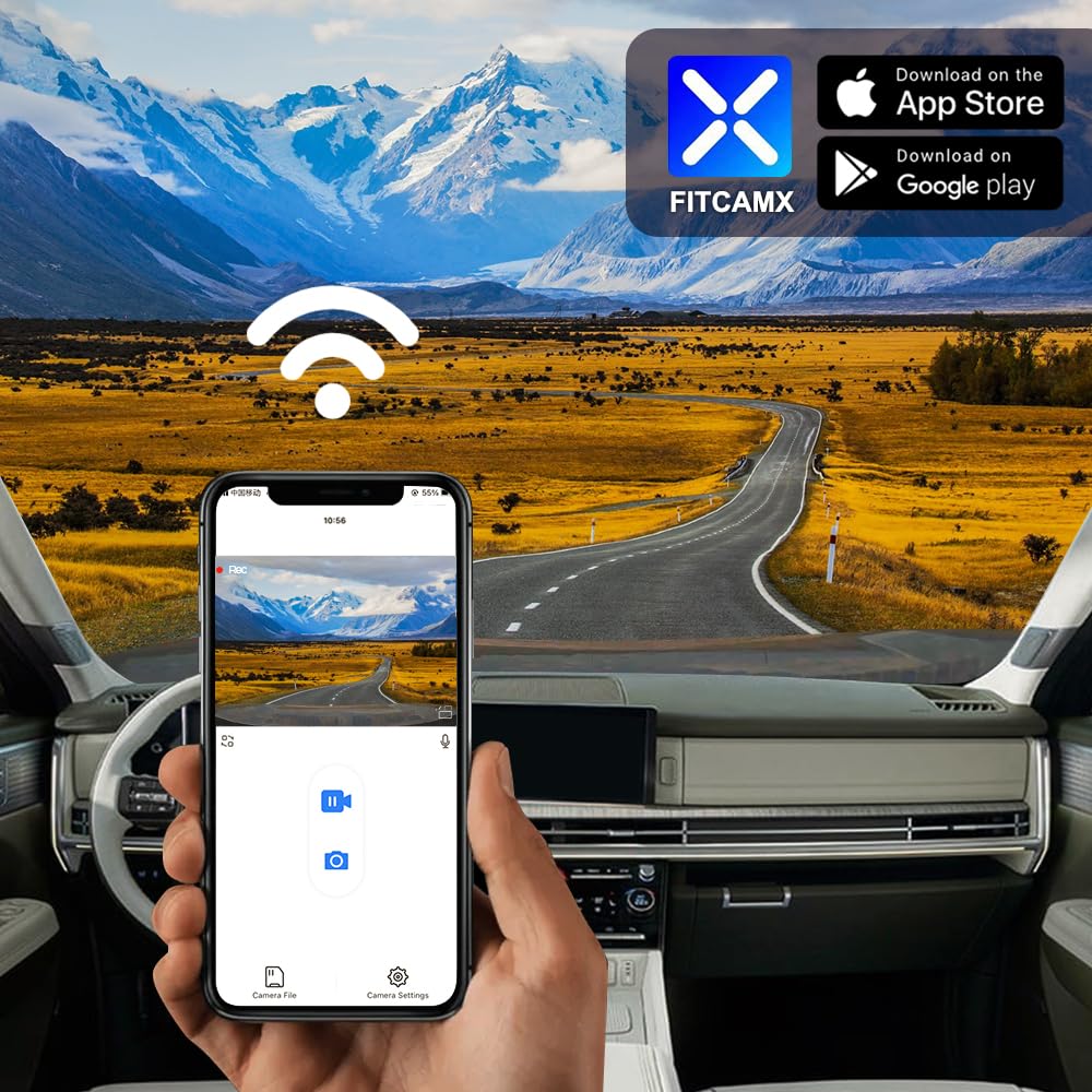 Fitcamx Dashcam 4K Compatible avec 2024-2025 Hyundai Santa Fe SE SEL Limited Calligraphy XRT, Caméra de Voiture OEM, WiFi UHD 2160P, G-Senseur, Enregistrement en Boucle, WDR, Plug & Play, Carte 64 Go