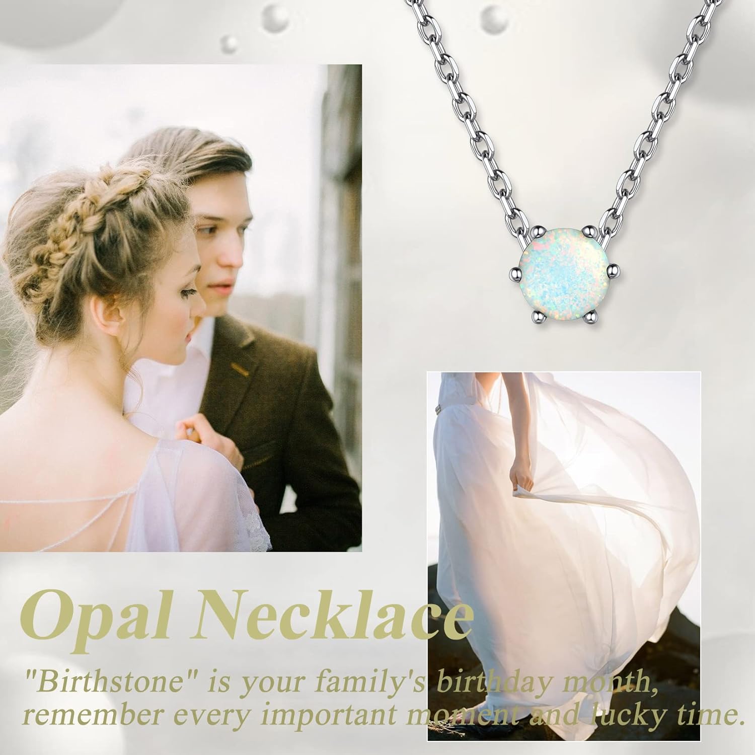 925 Sterling Silver Pendant Necklaces for Women, Heart/Round Birthstone Necklaces Birthday Jewelry for Mother Wife Daughter (with Gift Box)