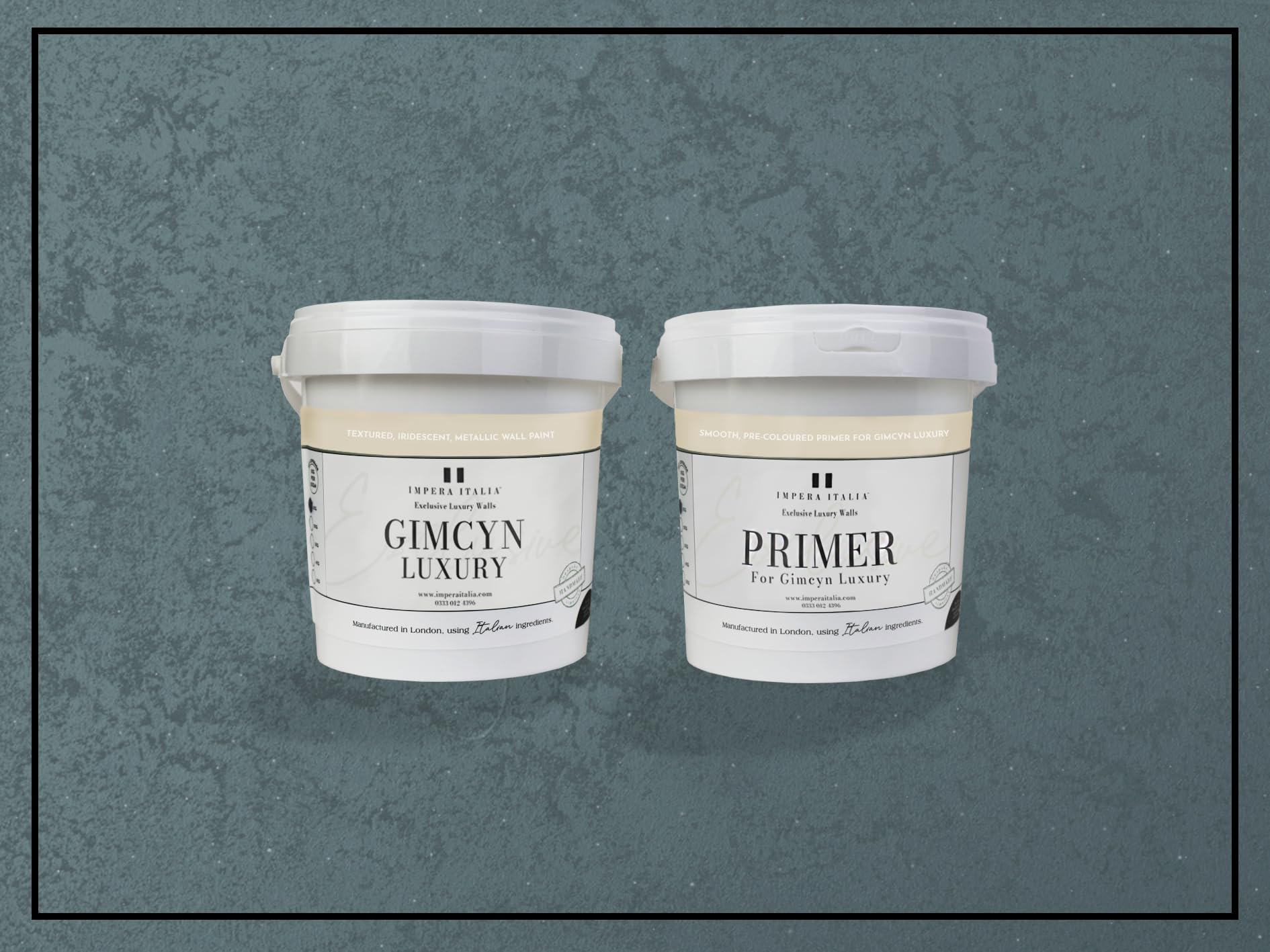 Impera Italia Gimcyn Luxury - Textured, Metallic Effect, Iridescent Wall Paint Bundle. Includes 1kg of Paint and 0.5L of Primer - Covers 5SQM - In Colour AQUAMARINE.