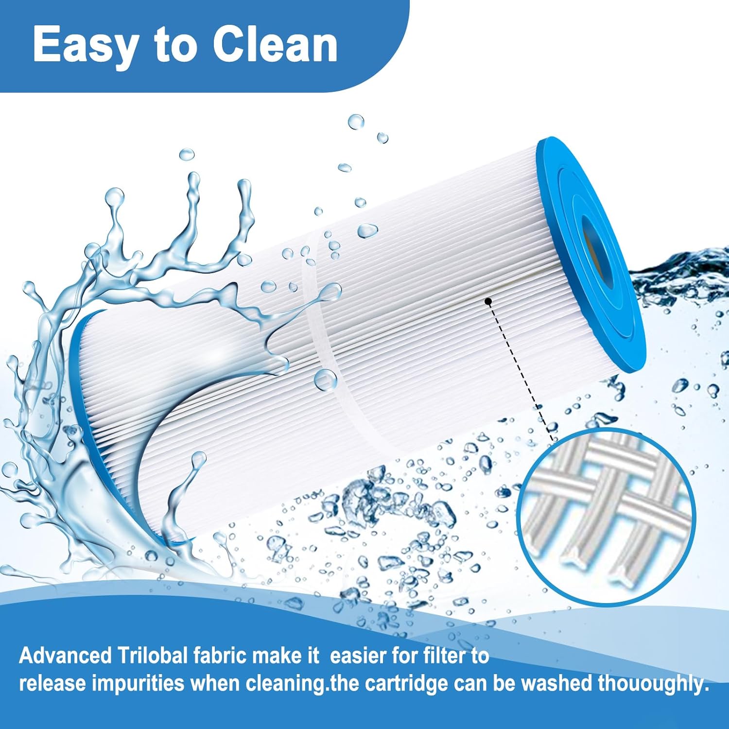 REEPLAR PWK35B Replaces Hot Springs Limelight Spa Filters, Compatible with Watkins 1642301-1, 78161, 78286, Filbur FC-3921, Hot Spring Limelight Series Filter Cartridge,35 sq.ft - 2 Pack - Image 4