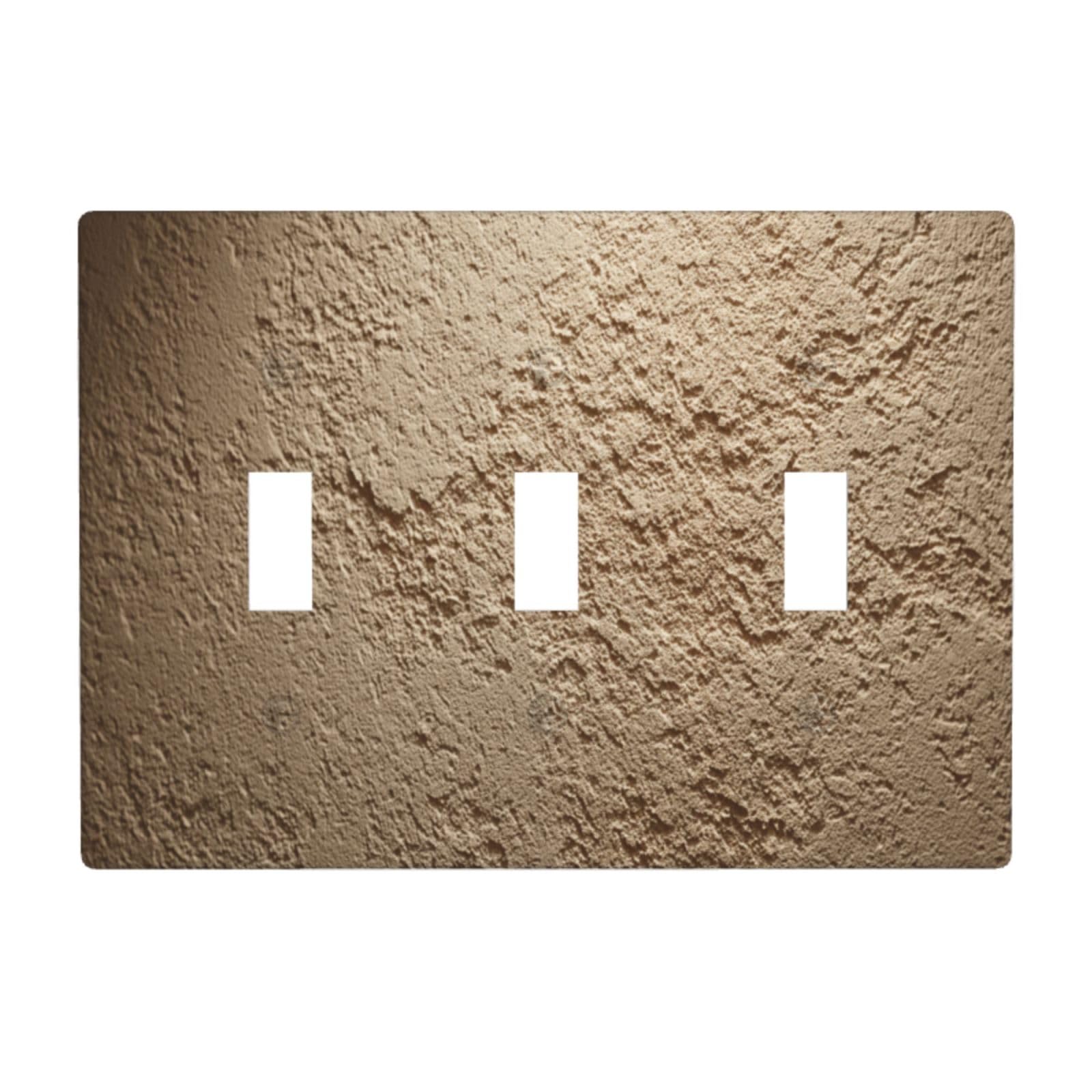 Realistic Beige Wall Texture Light Switch Covers 3 Gang Triple Toggle Wall Plate Switchplate Electrical Faceplate for Bathroom Kitchen Bedroom Decor