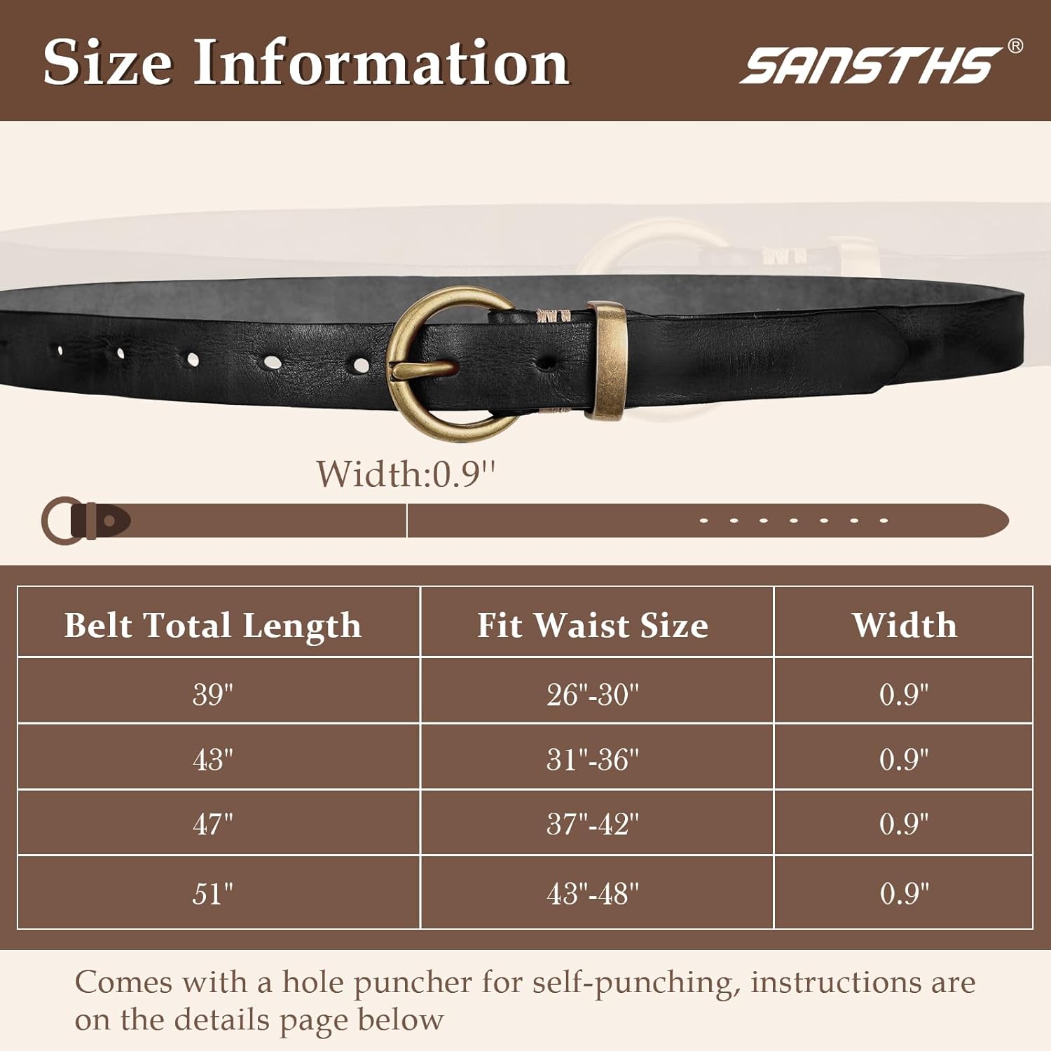 Womens Genuine Leather Belts for Jeans Pants Trendy Vintage Thin Leather Belt Gold Buckle Ladies Skinny Waist Belt - Image 6