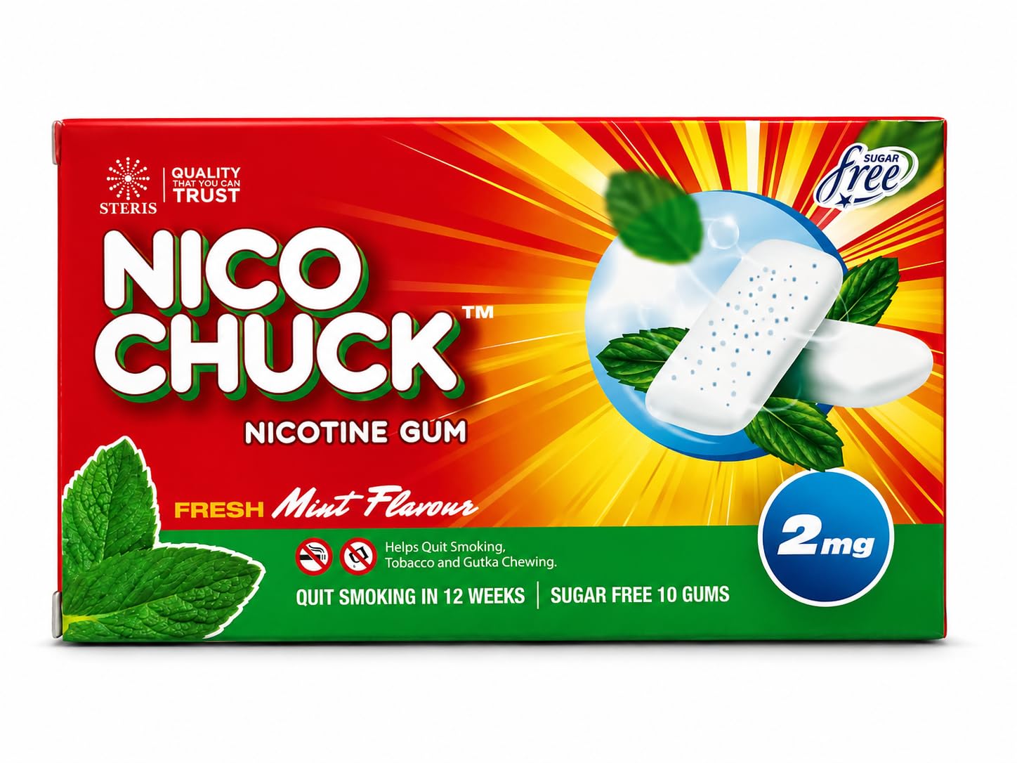 Nicotine Gum | Fresh Mint Flavour 2mg | Sugar Free | Helps Quit Smoking | Pack of 3-picture-12