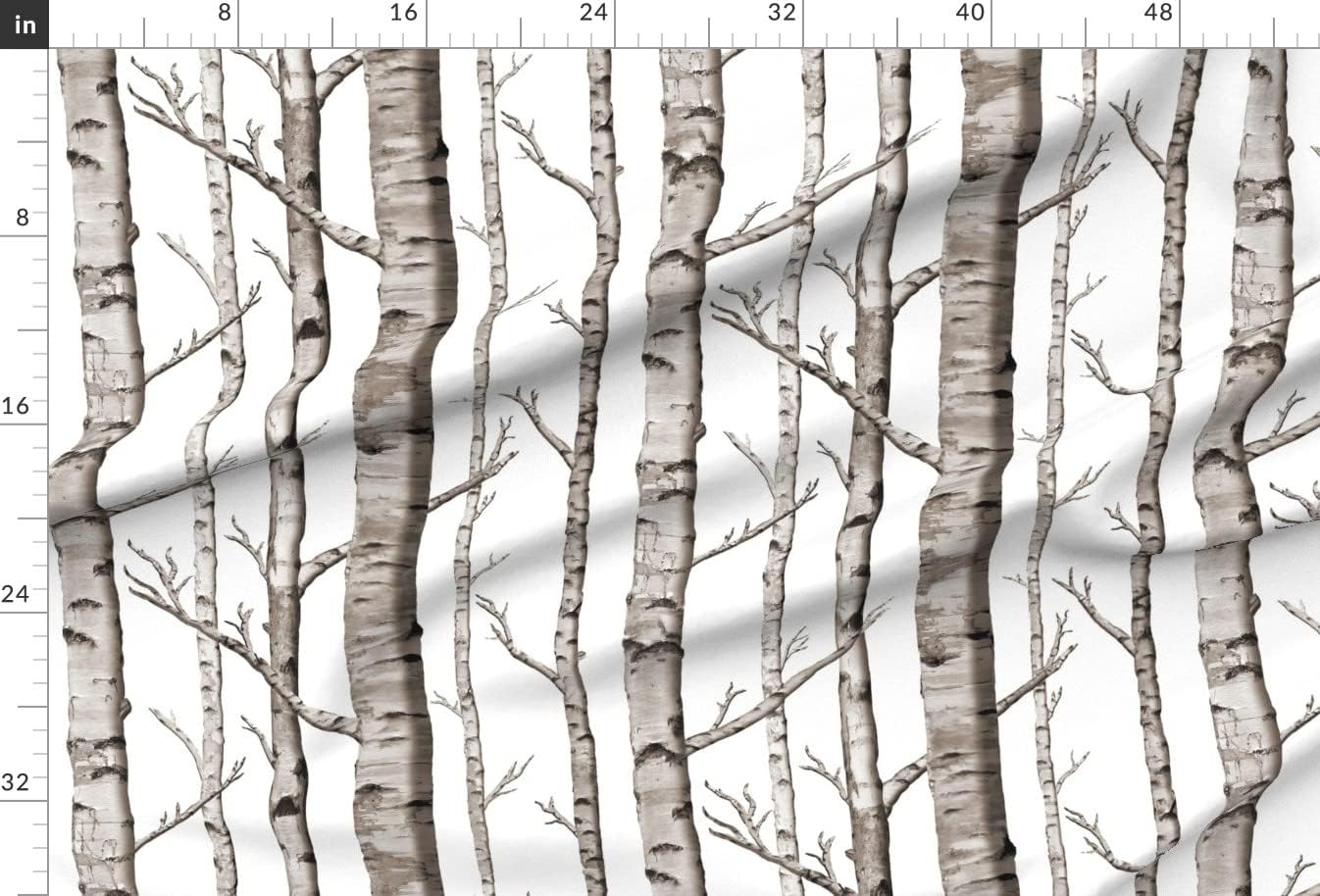 Spoonflower Fabric - Woodland, Forest, Birch, White, Trees, Winter, Branches Printed on Upholstery Velvet Fabric Fat Quarter - Upholstery Home Decor Bottomweight Apparel