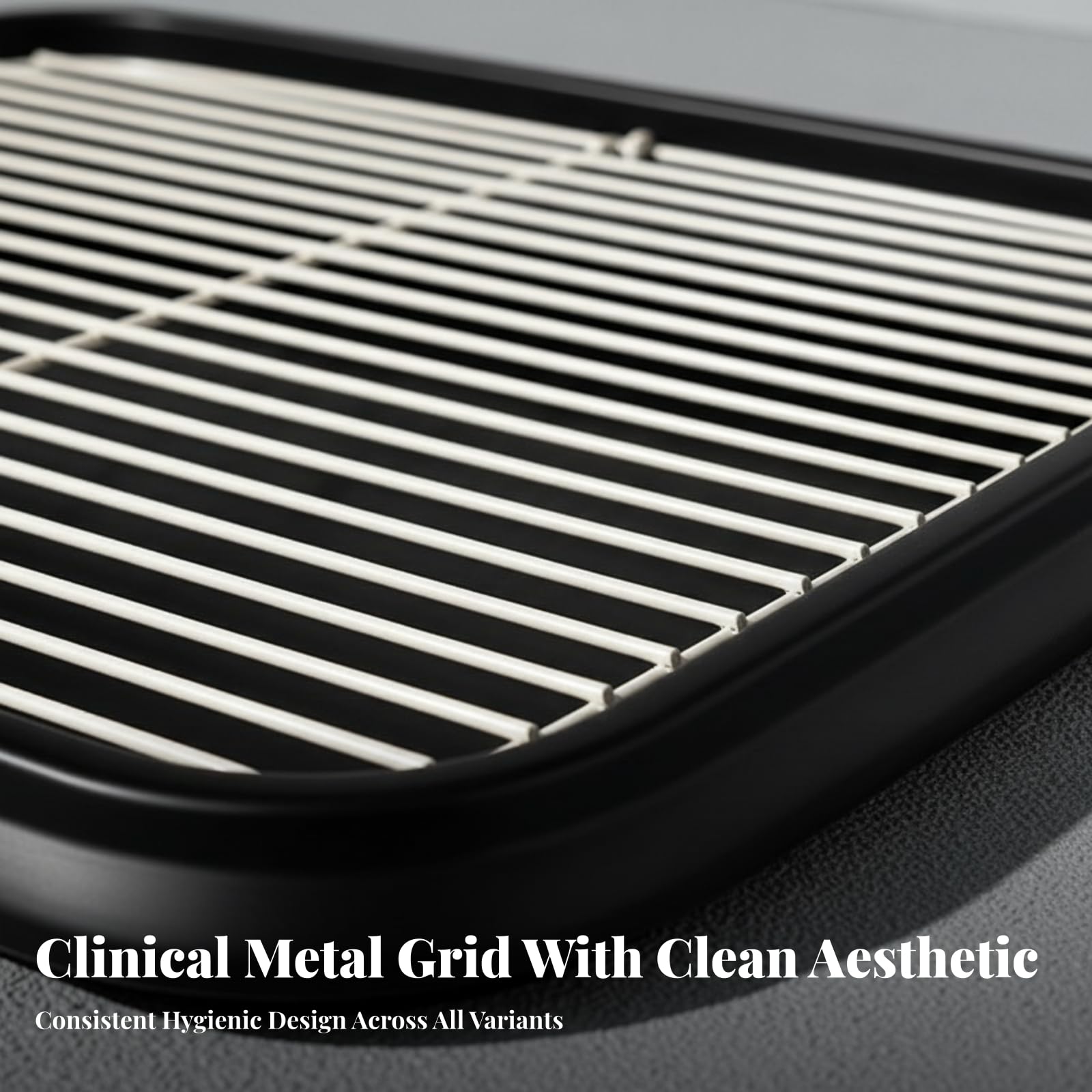 Plateau Toilette avec Grille Amovible, 60 × 45 × 5,6 Cm, Gris Clair