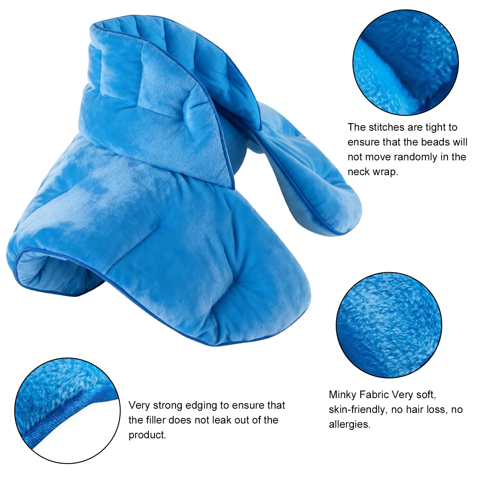 Cuscino termico per collo, spalle, grandi grani con lavanda, forno a microonde, scaldacollo, cuscino di semi di lino, semi di lino, calore umido, aromaterapia per spargimento (blu)