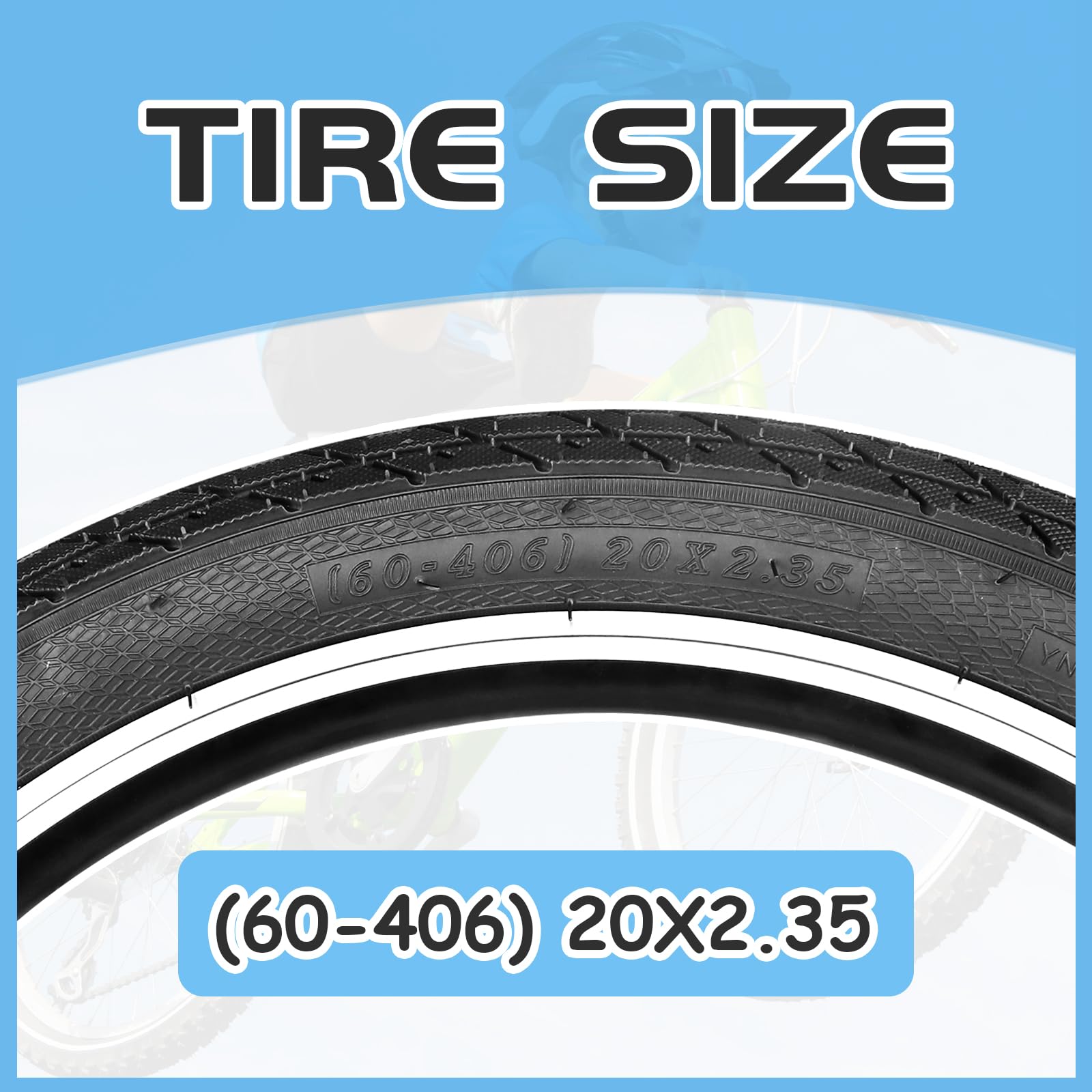 ZUKKA 20 x 2.35 Bike Tire 1/2 Pack 20 inch x 2.35 BMX Bike Tire Folding Replacement Tire for MTB Mountain Bike, BMX Bicycle Commuter Bike (Black, 2 Tires+2 Levers)