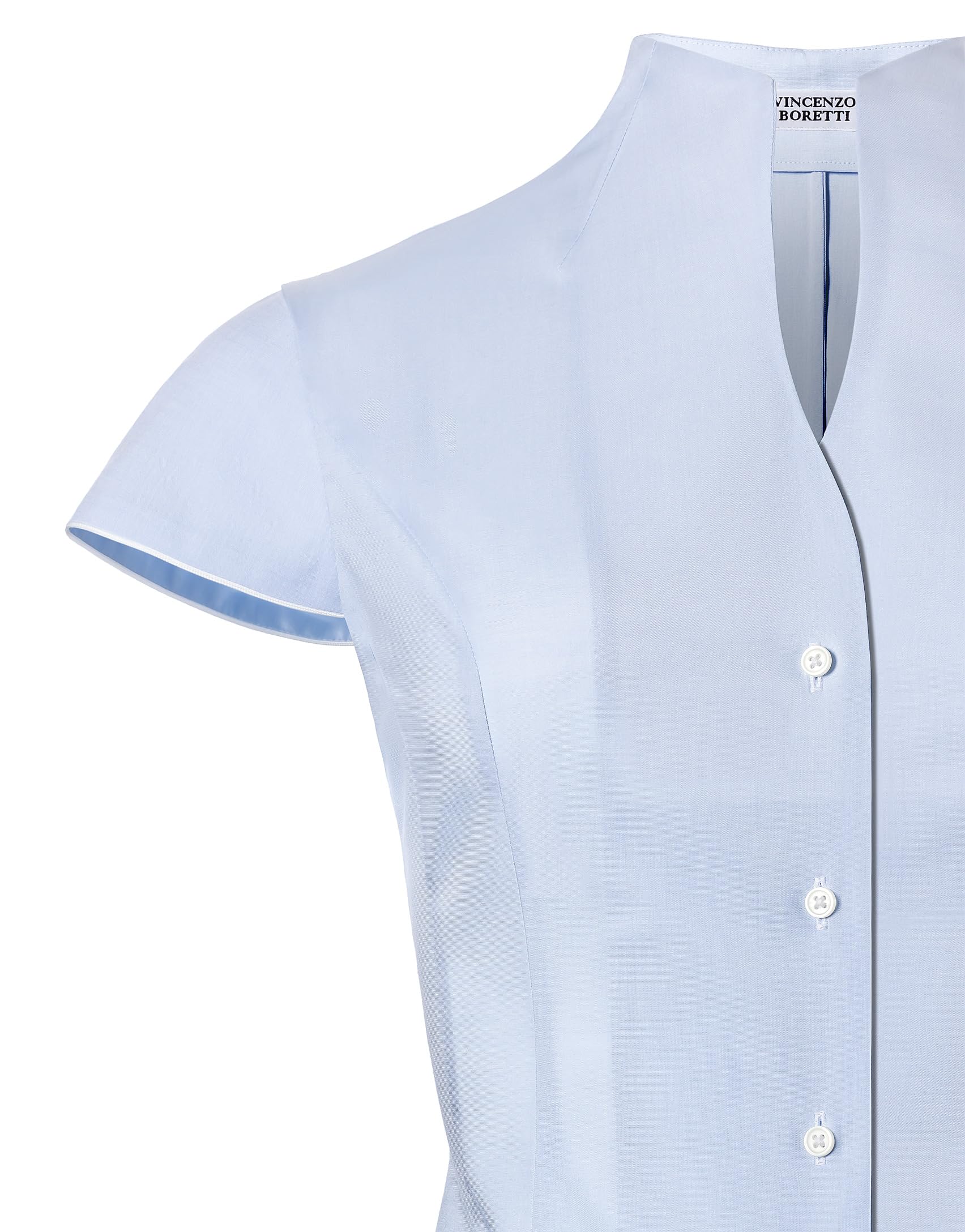 Vincenzo Boretti Camicia-Blusa Elegante, Taglio Abbastanza Aderente, Colletto Alto, Senza Maniche, in Tinta Unita, Facile da Stirare