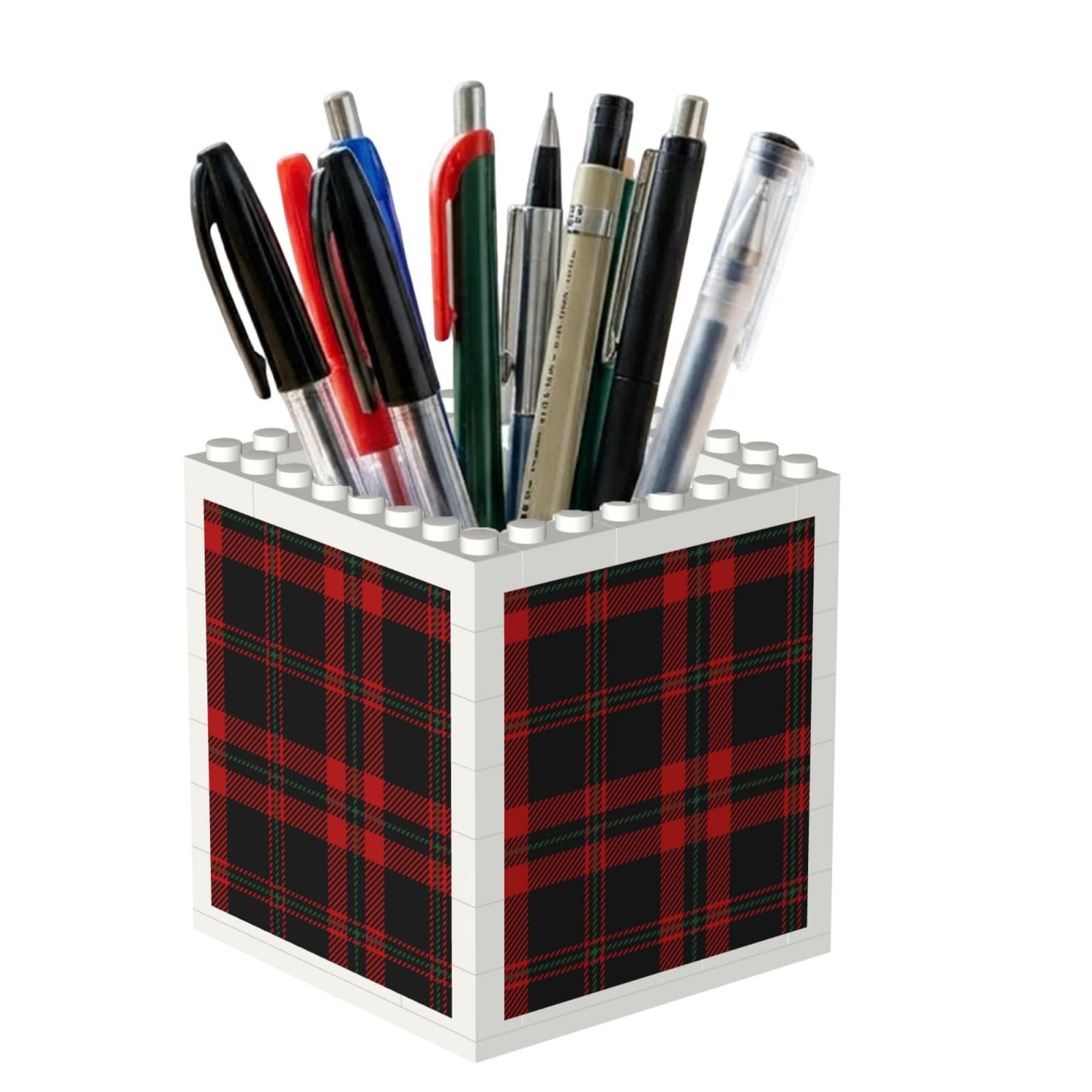 Poadnly Tartan Plaid Scottish, Pen Pot Pencil Holder for Office Home School, Compact Desk Organiser for Office Stationery