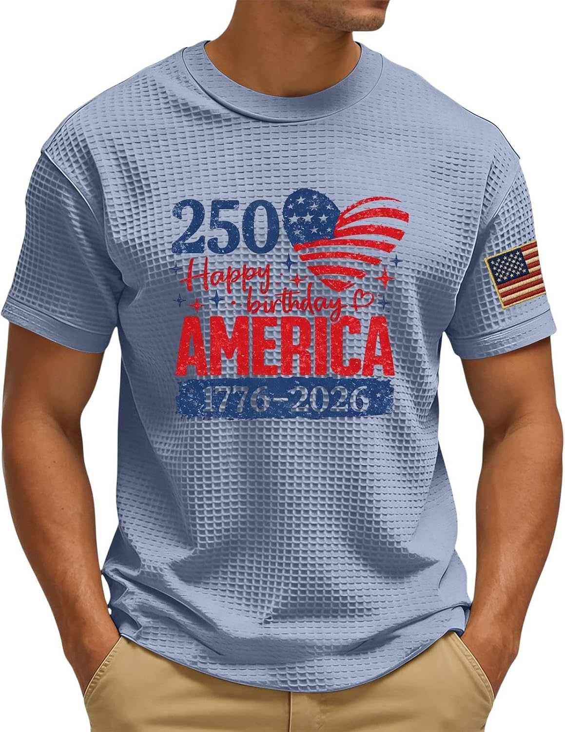 RTRDE Men's America Shirt Short Sleeve USA Flag Print Athletic Workout Patriotic Shirts, S-3XL