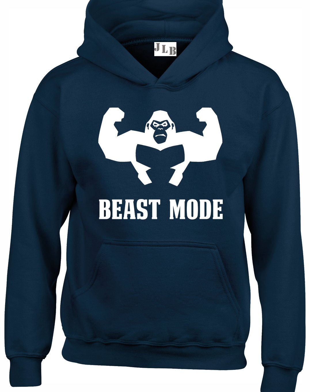 JLB Print Beast Mode Gorilla Design Funny Cool Premium Quality Unisex Hoodies for Men, Women and Teens Navy
