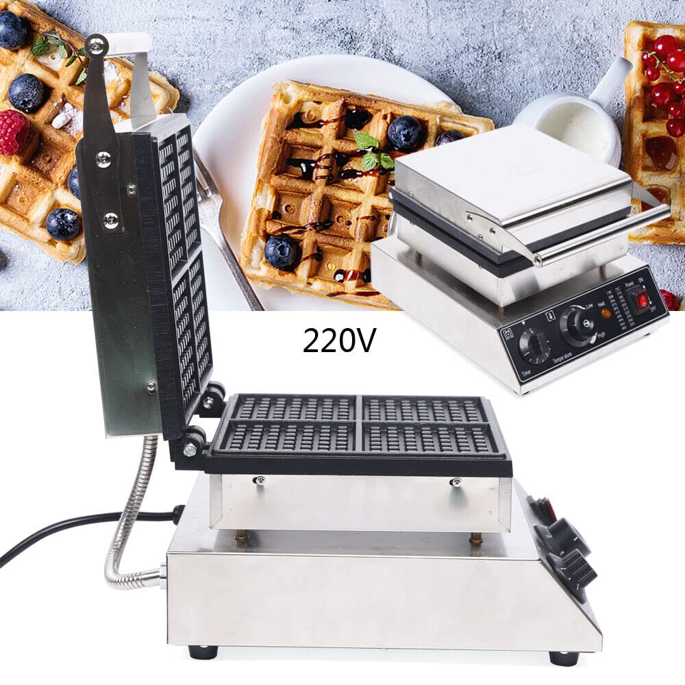 1750 W, máquina de gofrado con indicador LED, temperatura ajustable, gofrera eléctrica comercial, adecuada para familia, restaurante