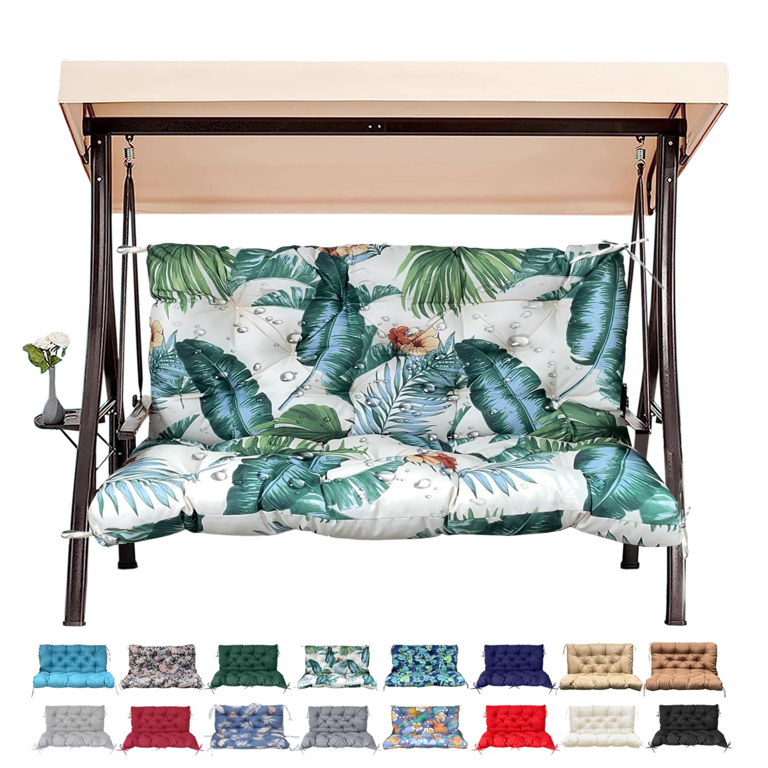 Photo 1 of ThinMay Outdoor/Indoor Swing Replacement Cushion, 40x40x4in, Tropical White