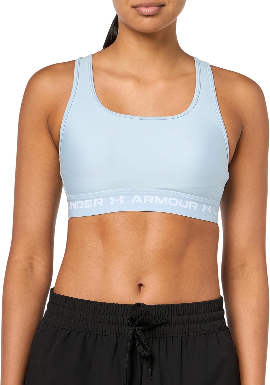 Under Armour Women's Crossback Mid Impact Sports Bra, (453) Blue Calm / / White, Small