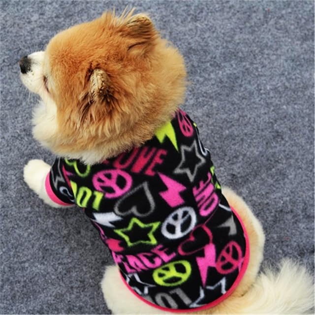Foto 6 de 7 de Accesorios para perros Perro Cachorro Invierno Suave Cálido Corazón Estrella Impresión Ropa Abrigo Disfraz