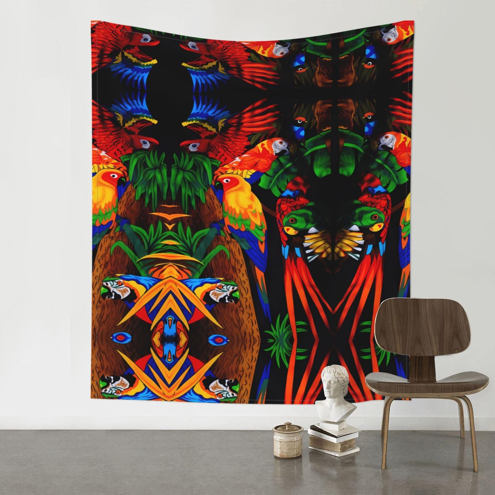WHJSSF Colored Parrot Prints Original Wall Tapestry 60x51in – Boho Throw Blanket for Bedroom Decor, Dorm Room, Beach & Picnic