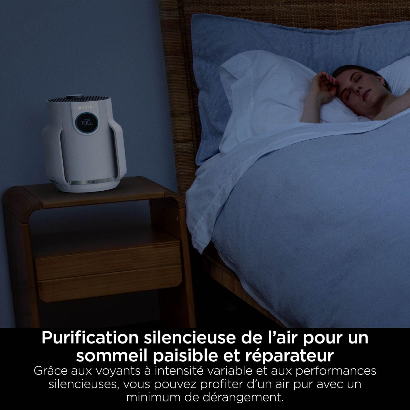 Shark NeverChange, Purificateur d’air compact pro, purificateur d'air silencieux pièces et chambres jusqu'à 23m², HEPA 99,9% aspire poussière, pollen, peaux mortes, écran LED, gris colombe, HP072EU