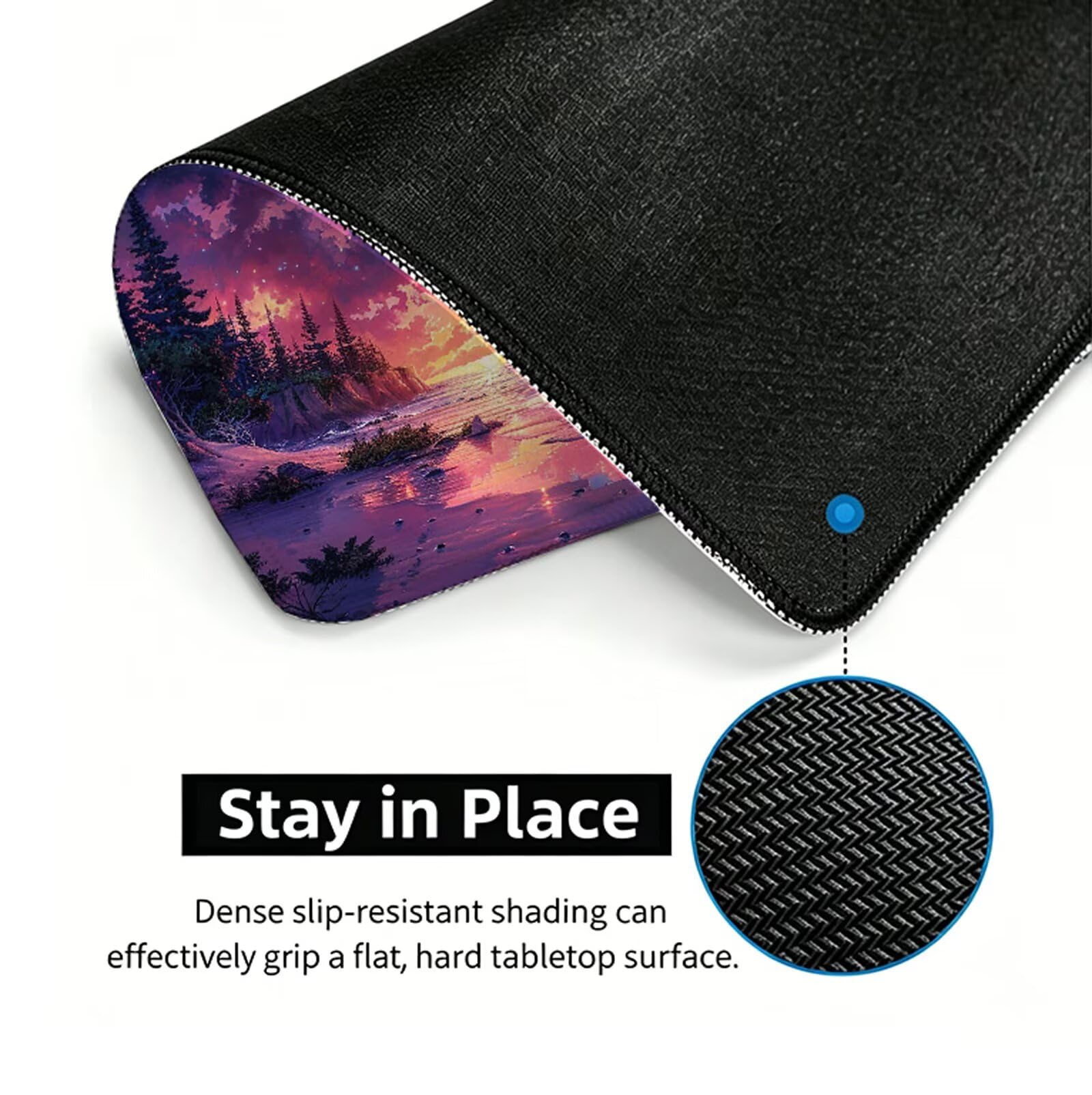 Mar Alfombrilla Ratón XXL 150x80 cm Mouse Pad Grande Gaming Universo Alfombrilla Escritorio Antideslizante, Protector de Mesa para Ordenador y Teclado, Alfombrilla Gamer con Bordes Cosidos W6-507