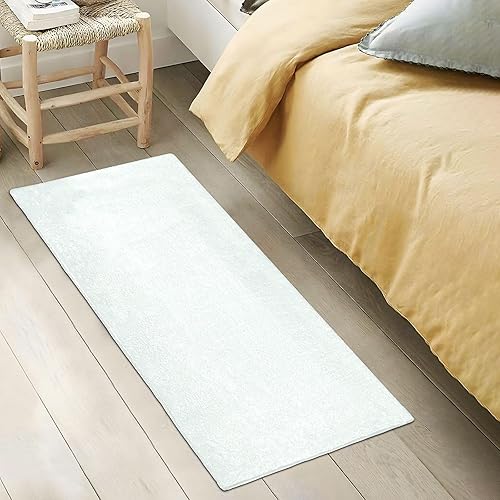 Miniatura 5 de Tapetes de felpa color crema menta para baño, base de goma antideslizante, lavables, alfombra de baño absorbente, 39 x 20 pulgadas