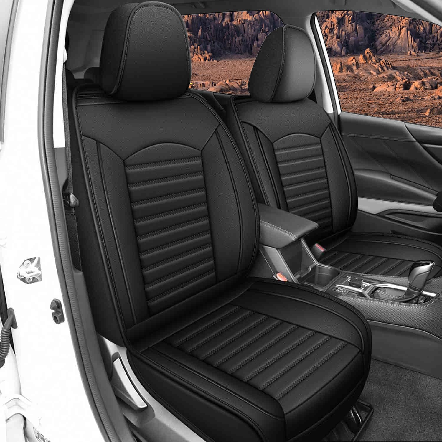 1:1 Custom for Subaru Forester 2019-2025 2026 Premium,Limited,Sport,Touring,Wilderness,Base, Full Set Seat Covers Waterproof Faux Leather Car Seat Covers Compatible Airbag (5 Seats,Black)