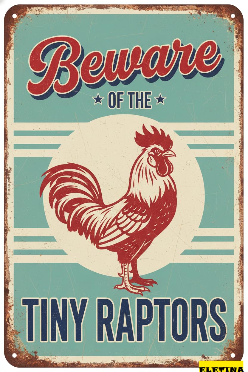 Vintage Metal Tin Sign for Funny Chicken Coop Decor,8pcs Chicken Coop S Accessories Outdoor,Farm House Personalized Gifts Yard Fence Decor 12x8 Inches Private Property Decorative