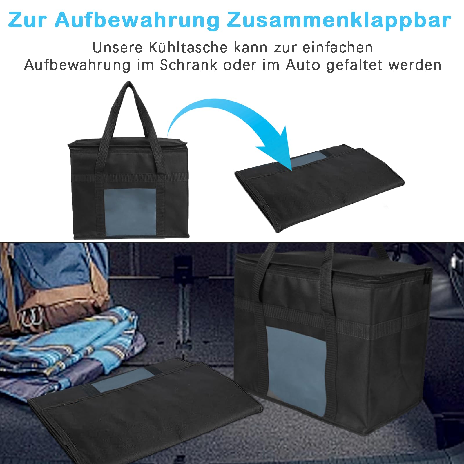35L Borsa Frigo Pieghevole, Borsa Termica Porta Pranzo, Borsa da Picnic con 2 Borsa del Ghiaccio e 1 Ghiaccio per Borsa Termica per Campeggio/Barbecue/Viaggi