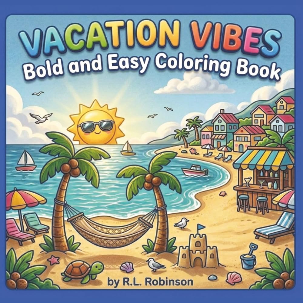 Vacation Vibes Bold and Easy Coloring Book: Simple, Fun and Relaxing Coloring Pages Featuring Beaches, Tropical Scenes, and Dream Vacations | ... Adults and Seniors | Traveling | Perfect Gift