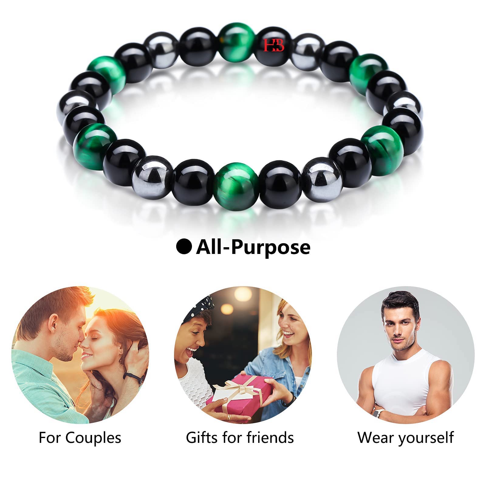 Triple Protection Hematite & Stone Beads Bracelet