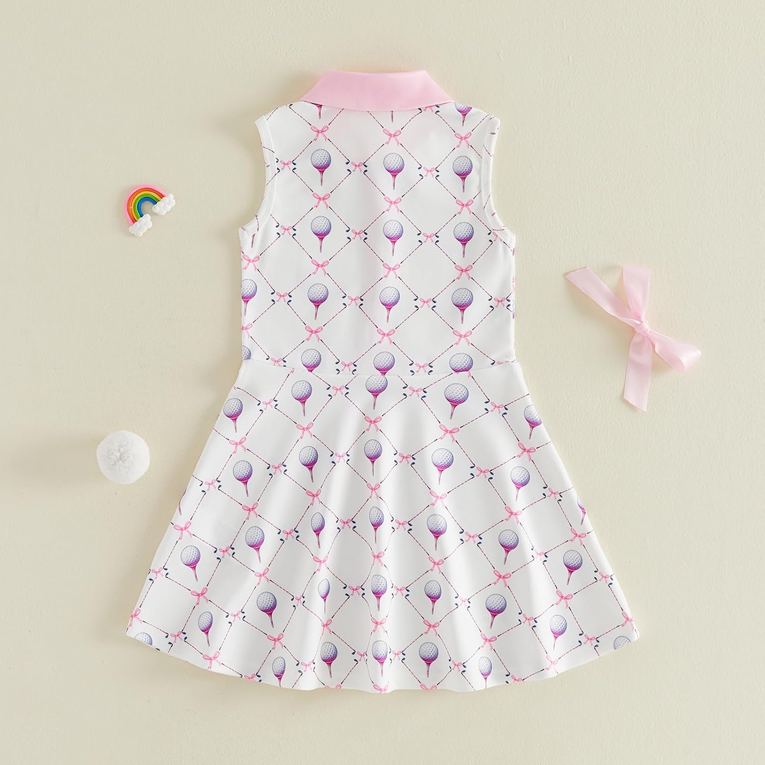 Toddler Baby Girl Golf Outfit Little Girls Polo Bow Zipper A Line Tank Dress Kids Athletic Workout Summer Clothes