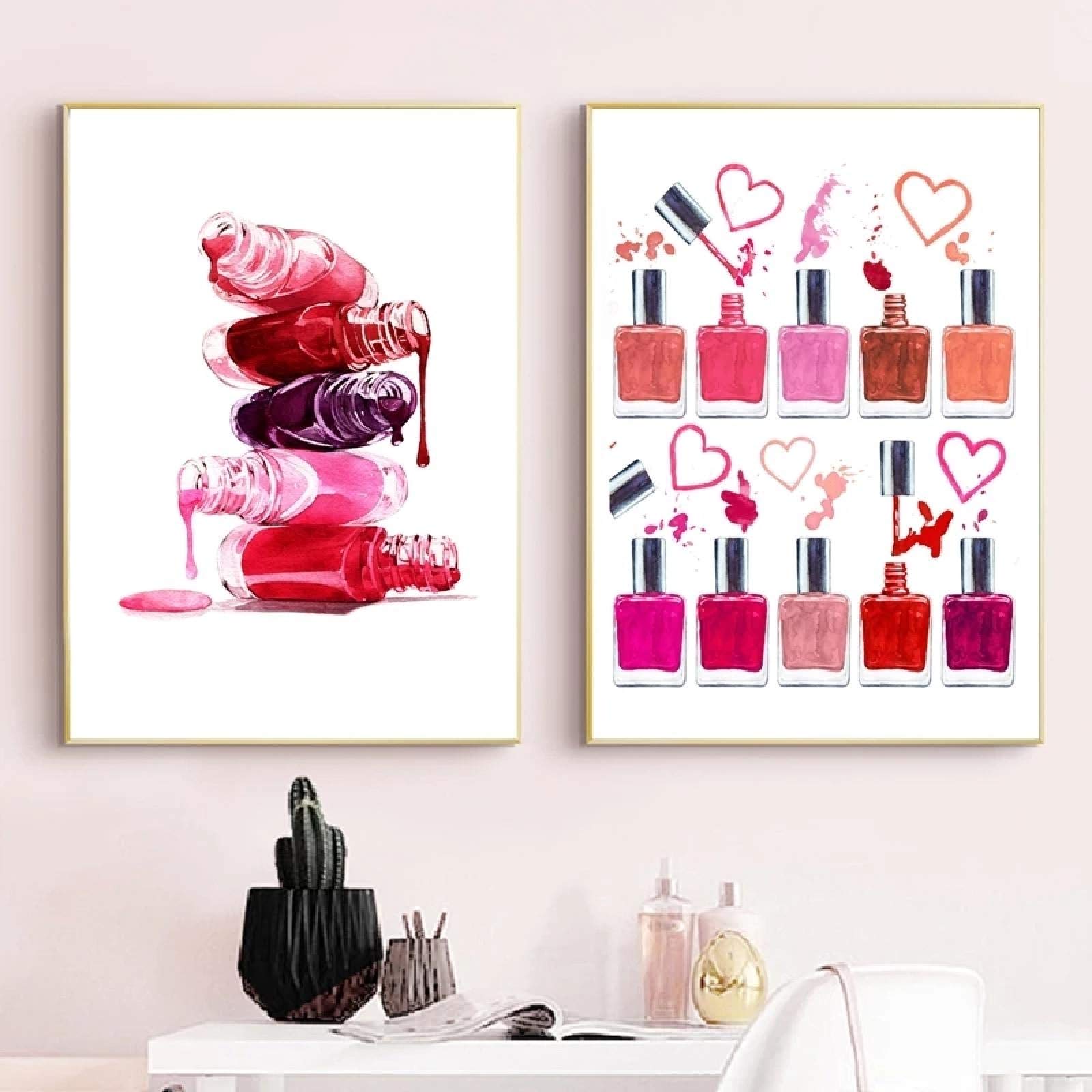ZLARGEW Quadri su Tela Dipinti murali Stampati Trucco Negozio di pareti per Unghie Salone Poster Pannello Artistico Stampe su Tela Poster estetici Opere d'Arte Moderna / 50x70cmx3 Senza Cornice