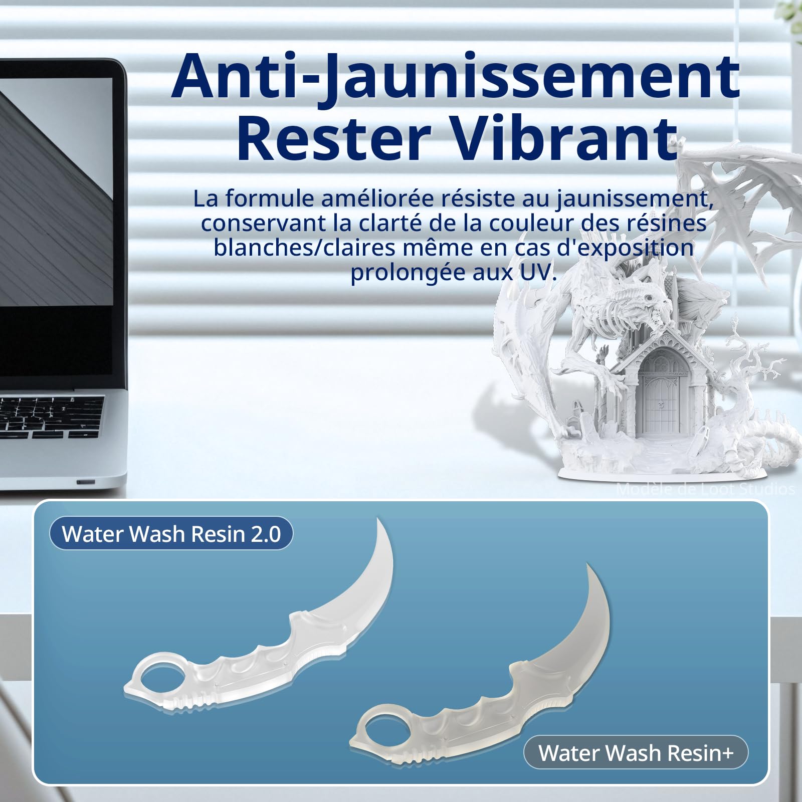 ANYCUBIC Résine Water-Wash 2.0, Résine Imprimante 3D 4K/8K/12K, Haute Précision et Grande Résilience, Résine Lavable à l'Eau pour LCD DLP l'Impression 3D, Clair 1KG