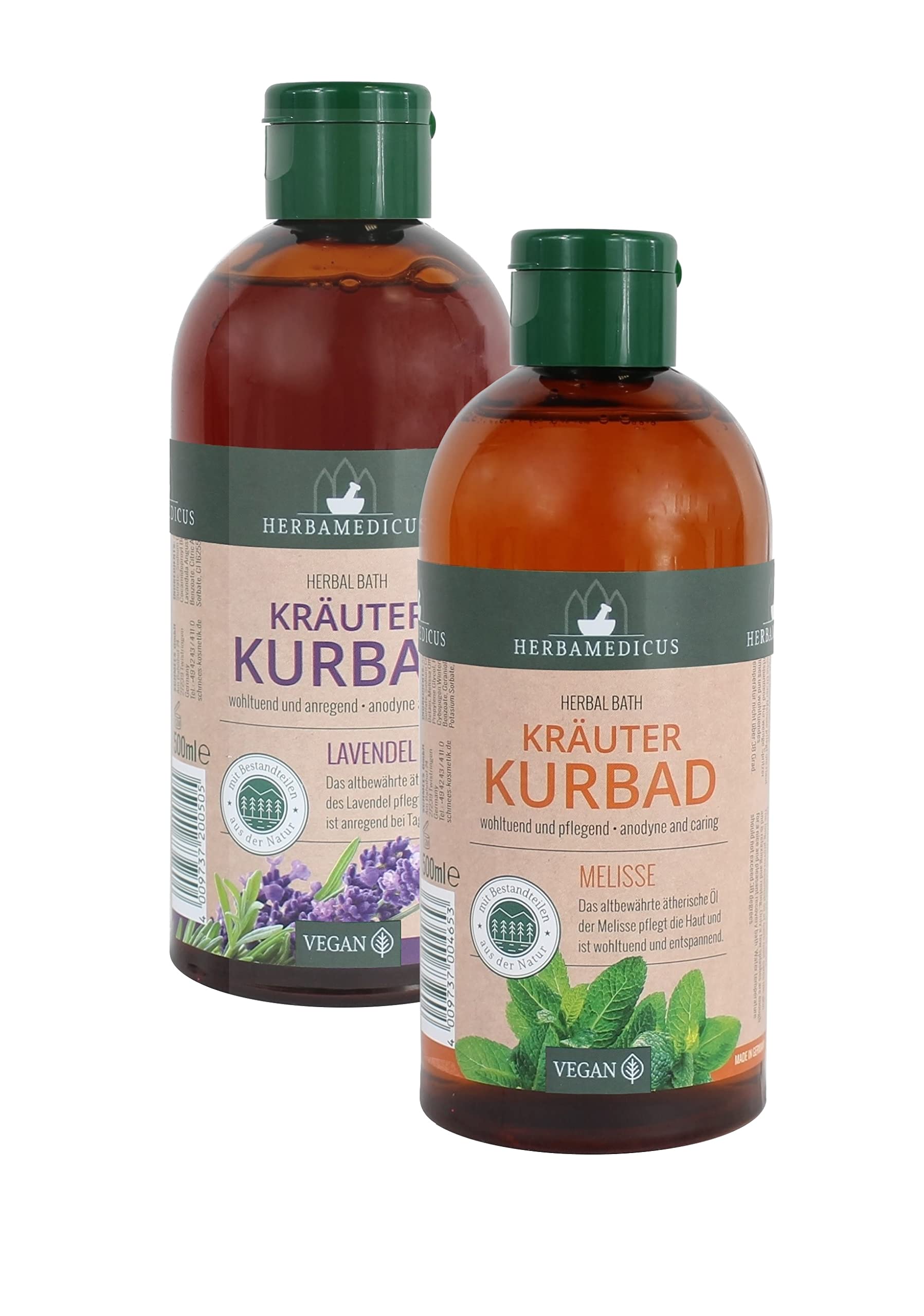 Set di 3 accessori per il bagno di erbe aromatiche, lavanda con oli essenziali di lavanda Herbal Bath Herbamedicus, 3 x 500 ml