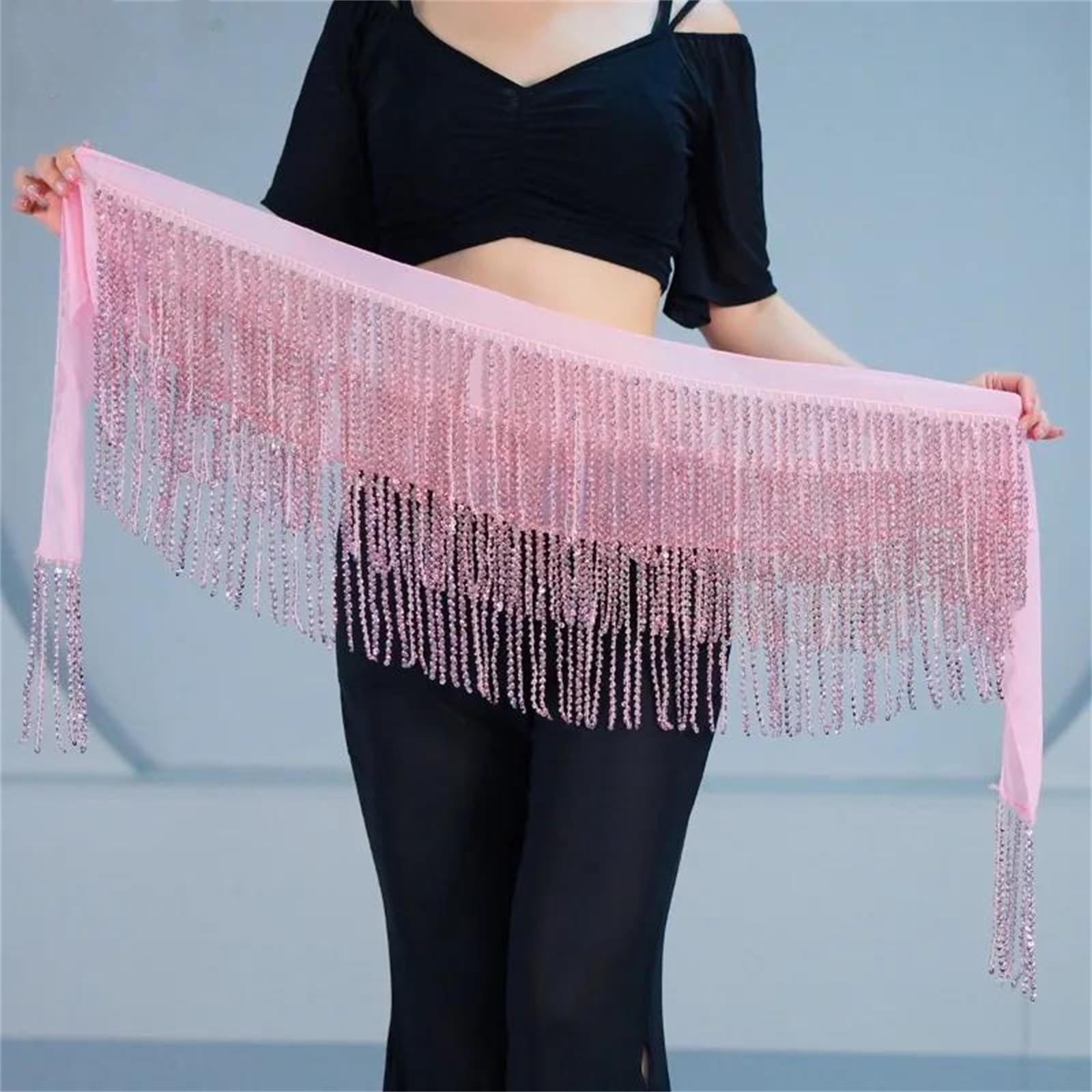 Catena da donna con frange e paillettes, sciarpa in vita per adulti e bambini, accessori per costume da pratica di danza