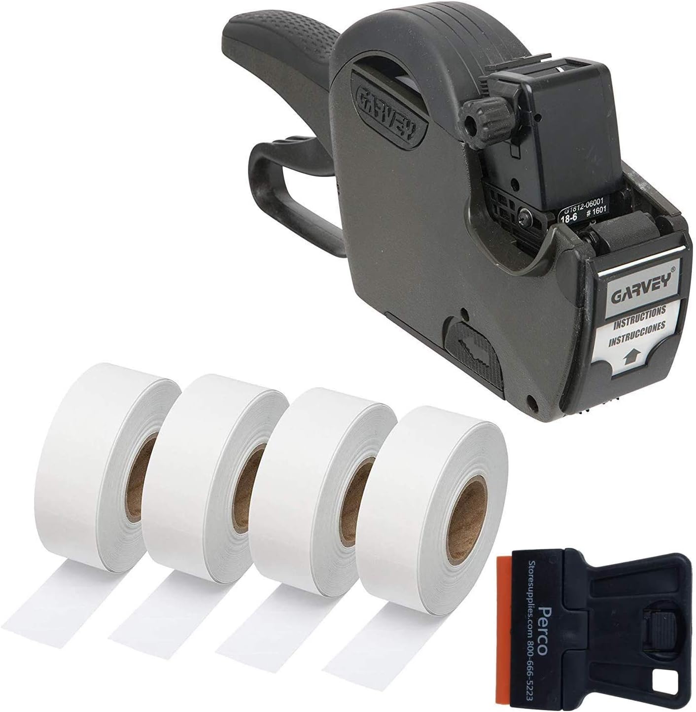 PercoPricing Labels for Garvey 18-6 One Line Price Gun Gx1812 (18-6, Starter Kit White)
