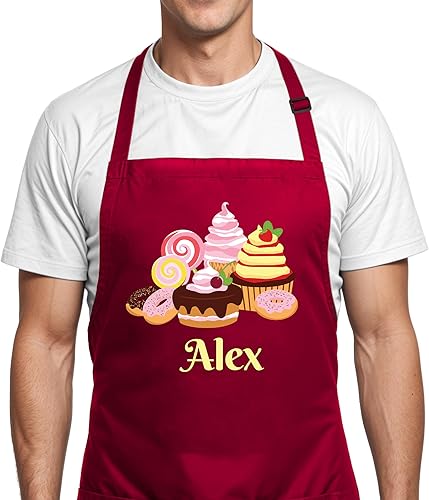 Miniatura 5 de Delantal de hornear personalizado con nombre personalizado, delantal de cocina personalizado, regalo del día de la madre para mamá, regalos de arte