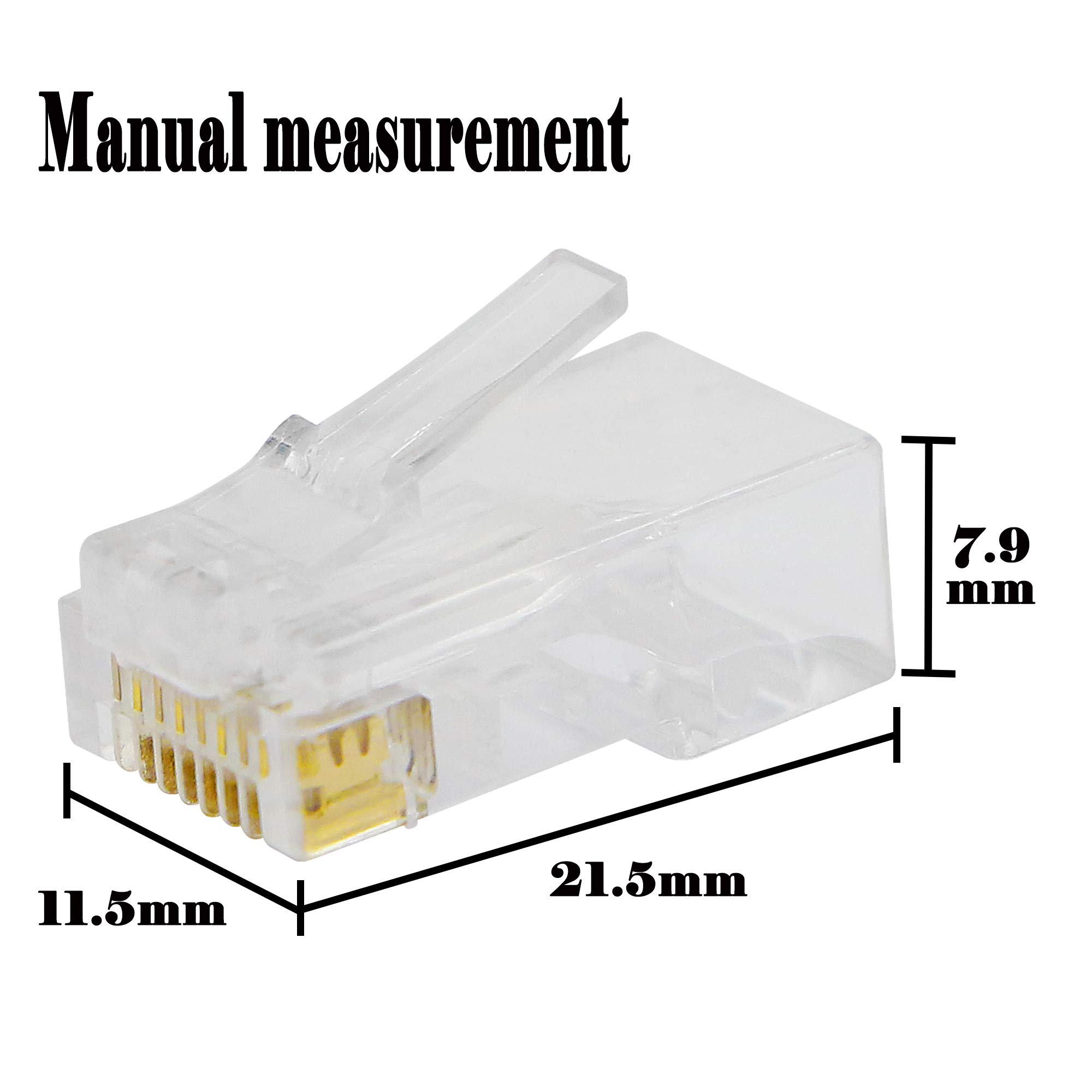 Lot de 100 fiches modulaires RJ45 CAT6 à sertir 8P8C - Connecteurs RJ45 22-26 AWG pour câble torsadé CAT5, CAT5E, CAT6 UTP