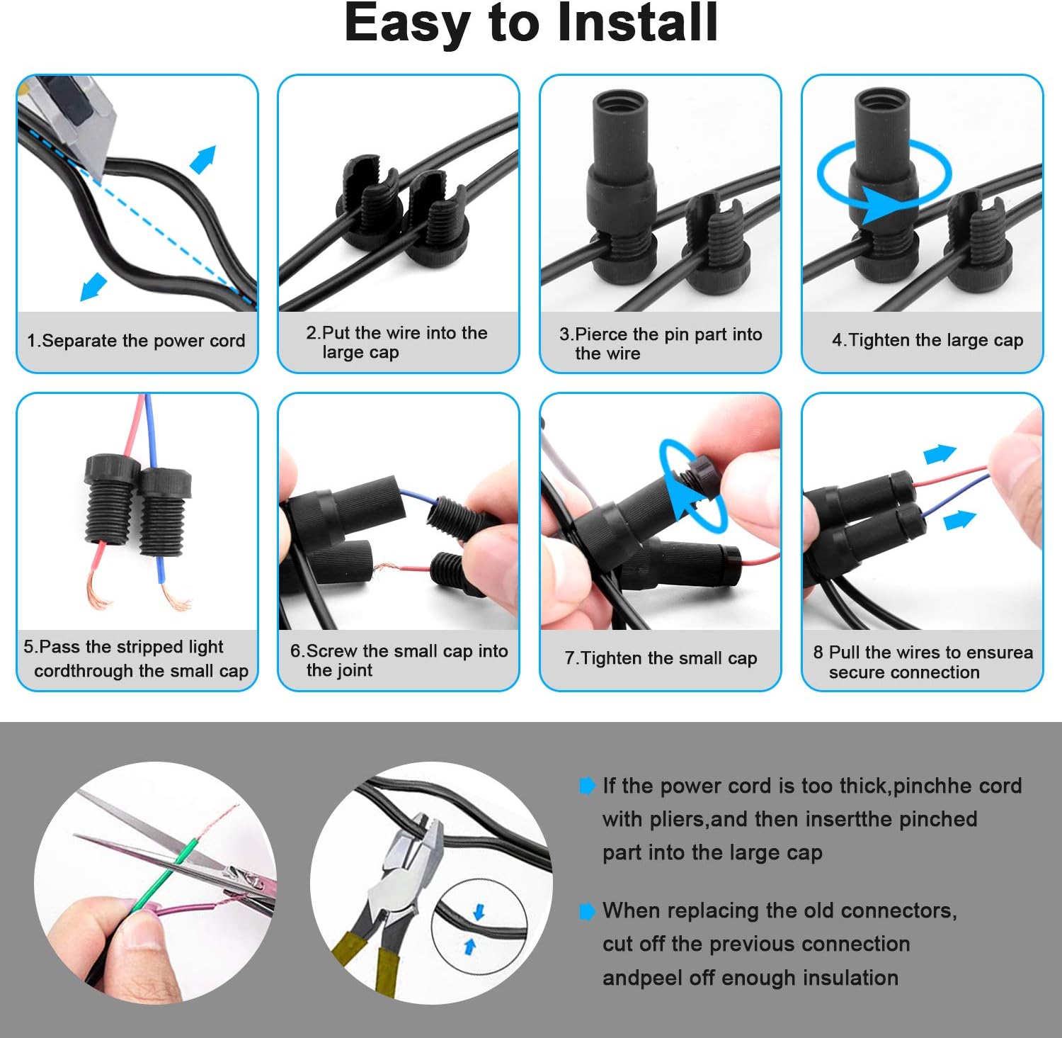 36 Pack Low Voltage Landscape Light Wire Connector Outdoor 14-20 Gauge Cable Connectors for Landscape Path Lights Work with Malibu Paradise Moonrays and More