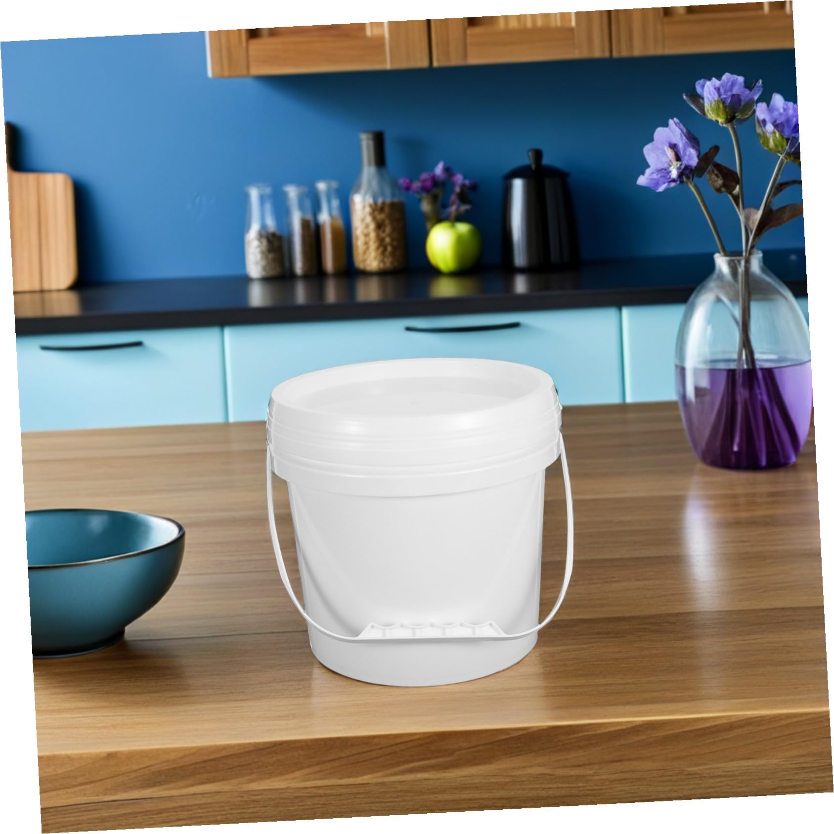 NUOBESTY 4 pezzi Secchiere Plastica con Manico e Coperchio Contenitori Alimentari Riutilizzabili per Gelato Latte Marmellata e Zuppe Ampio Spazio e Facili da Pulire Bianco Opaco
